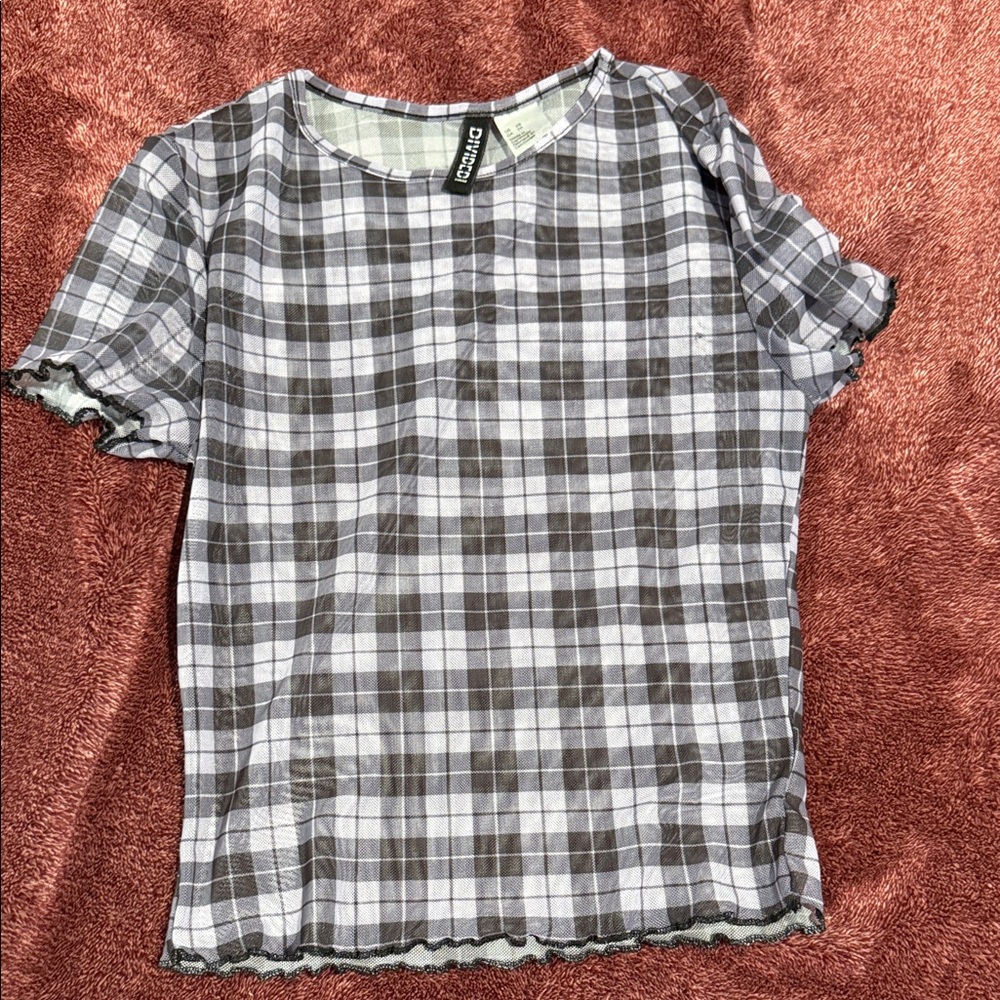 H&M Black and White Plaid Crop Top